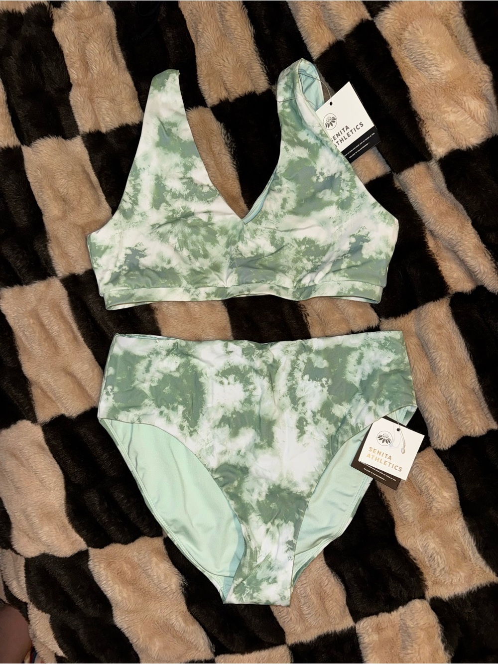 Senita Athletics Mint Green Tie-Dye Swimsuit